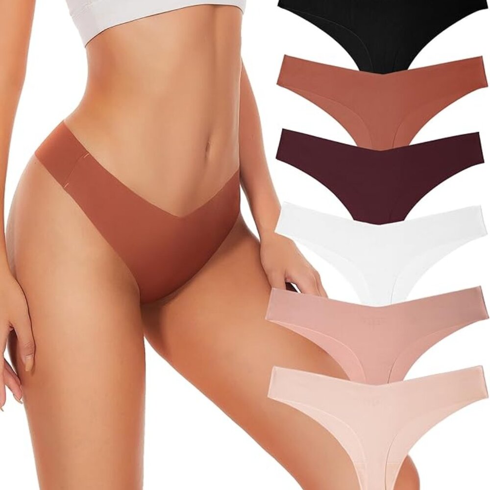 Seamless Thongs For Women V-waisted No Show Thong Seamless Panties Breathable Co